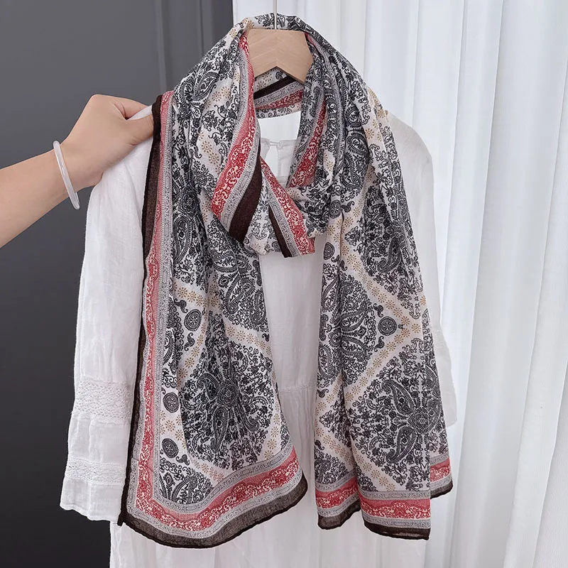 柔らかい綿混紡の女性用スカーフ-80x85cm-花柄-薄手デザイン-エアコン付きの部屋に最適-暖かさとスタイルを兼ね備えた万能アクセサリー