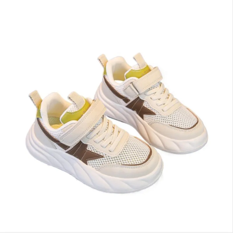 

Осенняя детская обувь Aot, черно-коричневая, легкая противоскользящая обувь для мальчиков, повседневная спортивная обувь с дышащей сеткой на толстой подошве для девочек