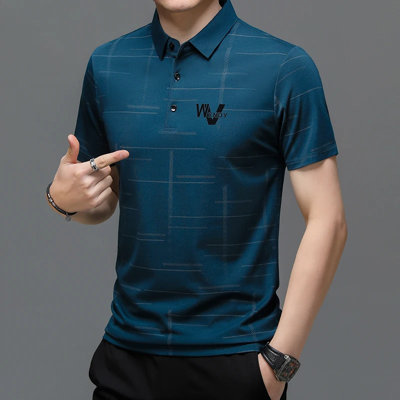 

Fashion Trends Polo Shirts Designer Lapel Stripe Tops 2024 Summer Button Handsome Pattern Short Sleeved Men Clothing Ropa Hombre