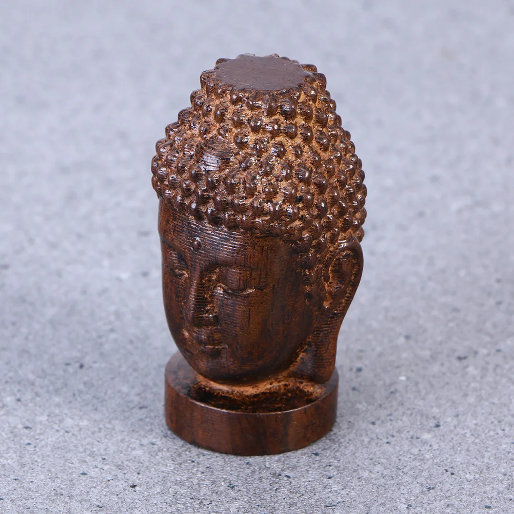 

3pcs Buddha Head Statue Wood Sakyamuni Wooden Religious Ornament Desktop Decor Gift For Art Lovers Buddhists Long