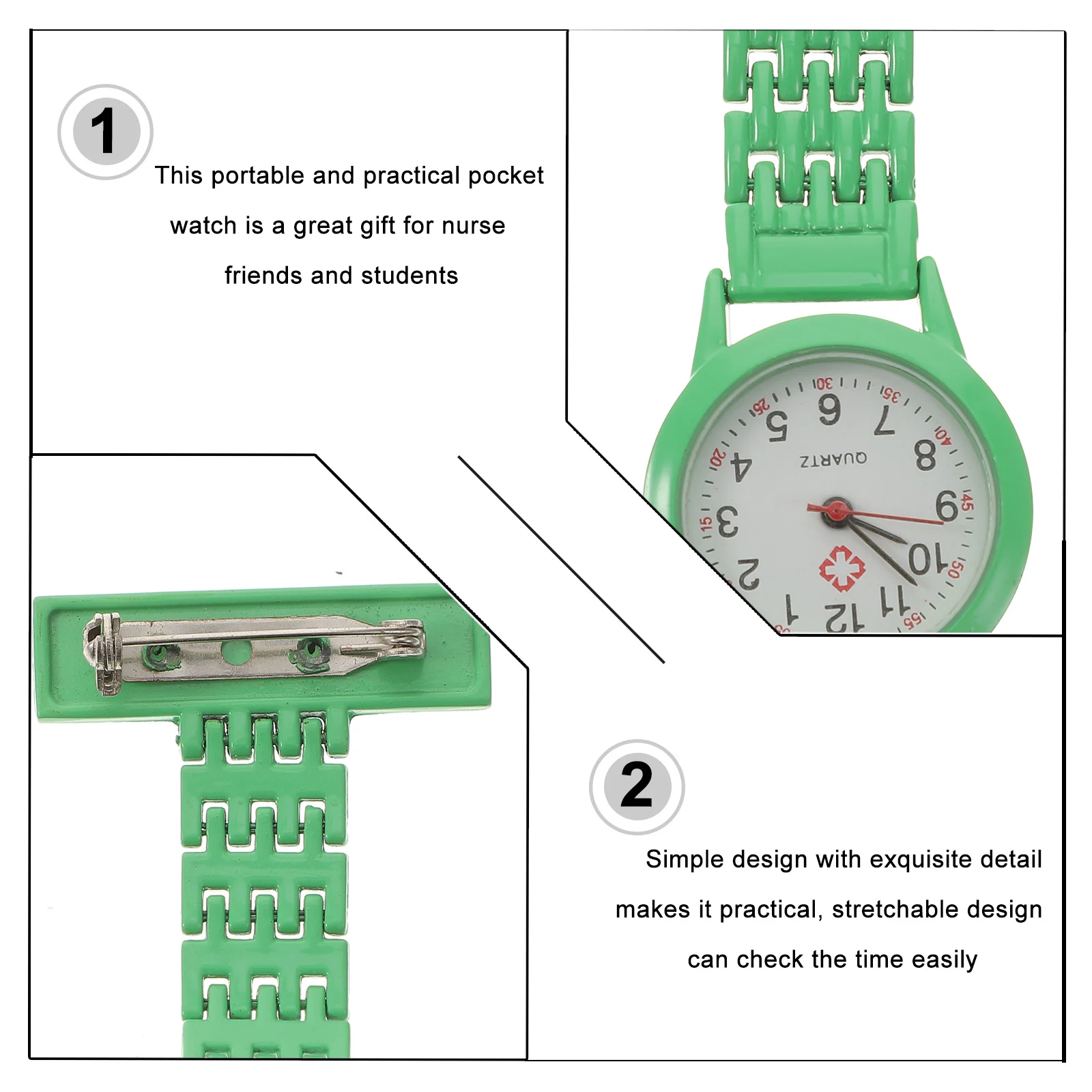 

Alloy Pocket Watch Green Hanging Medical Nurse Timepiece For Doctor Portable Pendulum Clock Simple Durable Design