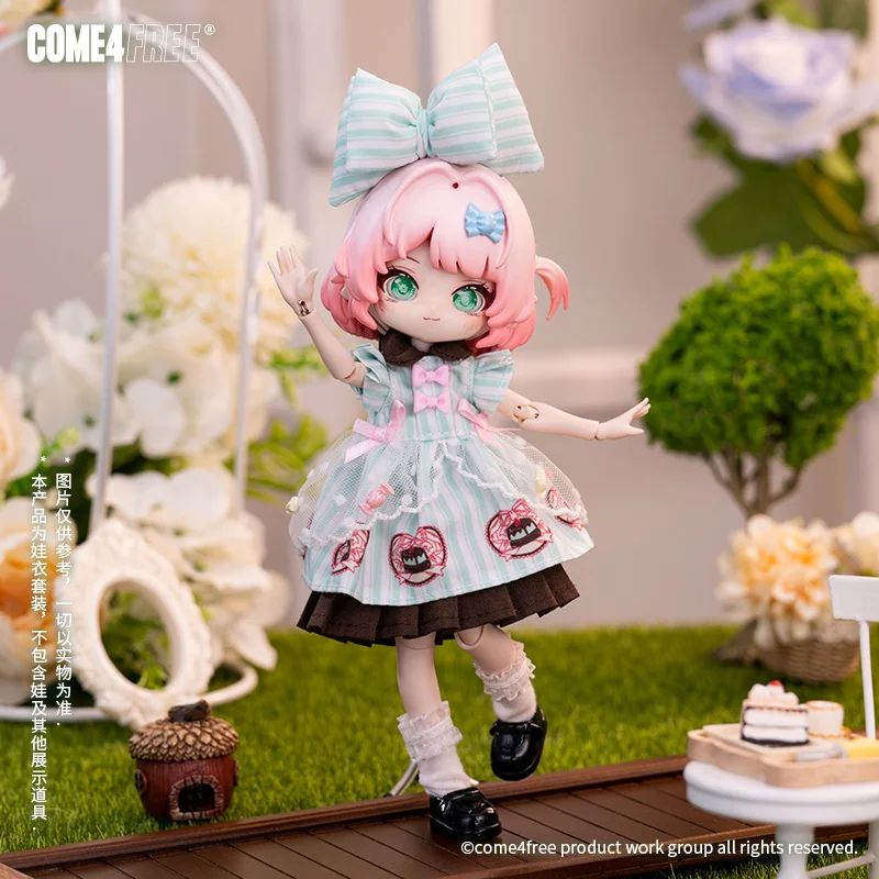 COME4FREE Dessert-Serie: Mint Mambo Puppenkleid für OB11- und BJD-Figuren, erfrischendes Outfit mit grünem Thema und Rock-Design