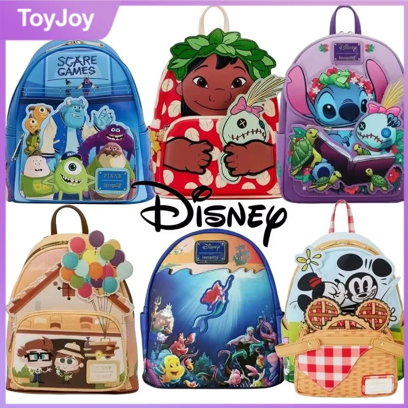 

New Loungefly Cute Disney Cartoon Backpack Pixar Up Working Buddies Womens Double Strap Shoulder Bag Purse School Backpack Gift