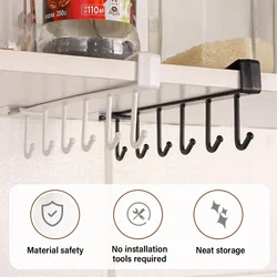 1PC 6 Hook Storage Shelf Wardrobe Cabinet Metal Under Shelves Mug Cup Hanger Bathroom Kitchen Tool Organizer Hanging Rack Holder