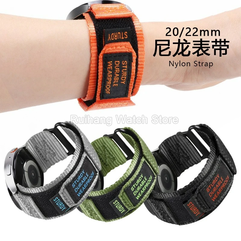 Quick Release Letter-Style Velcro Nylon Watch Strap 20 22mm for Huawei Ticwatch1/pro Sweat Wicking Durable Wear Resistant