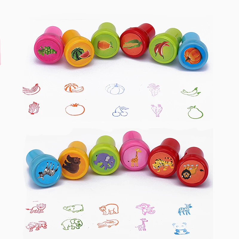 10pcs Assorted Stamps for Kids Self-ink Stamps Children Toy Stamps Smiley Face Seal Scrapbooking DIY Painting Photo Album Decor