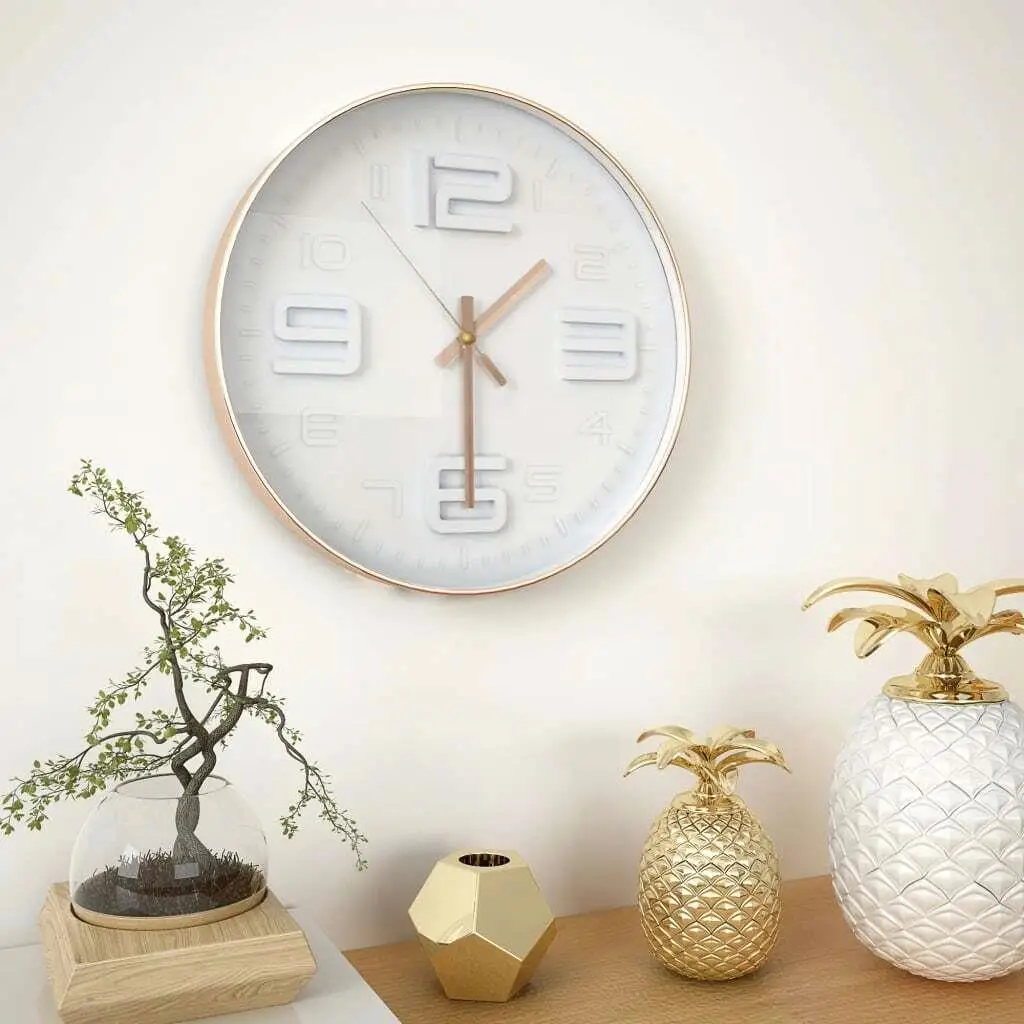 30cm Copper Finish Wall Clock - Vintage Home Decor, Stylish Timepiece for Living Room & Office