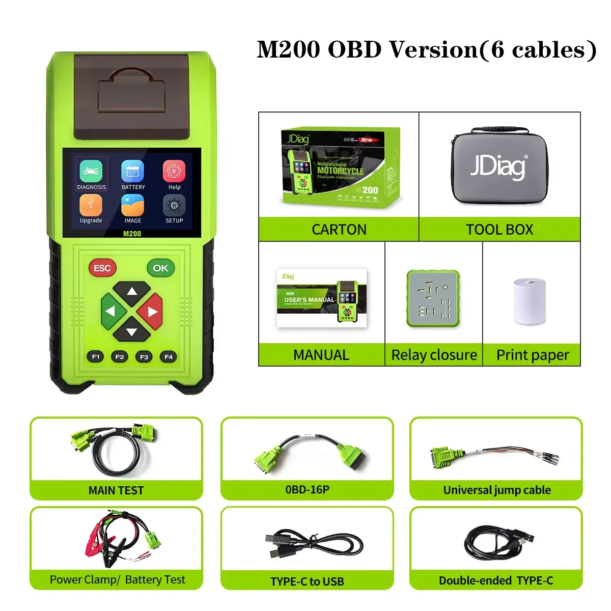 A + JDiag M200 Мотоциклетный диагностический сканер OBD версия Moto Fault Code Reader Тестер батареи для BMW Yamaha Honda Обновление M100