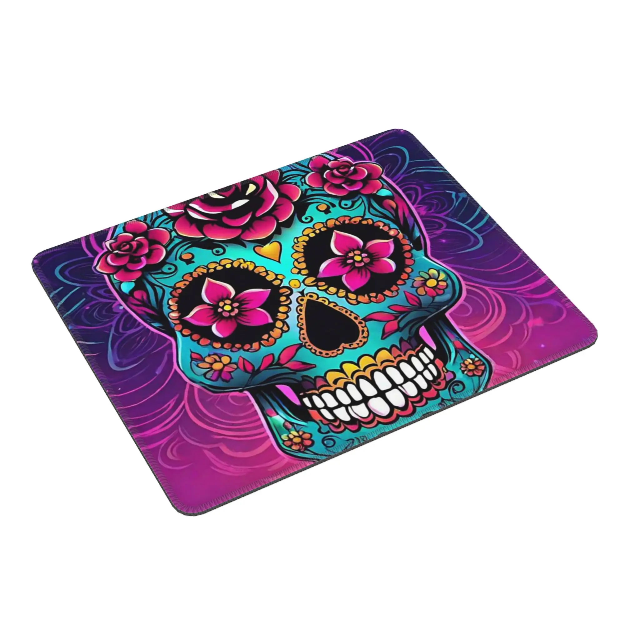 Mexican Sugar Skulls And Flowers Mouse Pad Computer Keyboard Mouse Mat Gaming PC Laptop Desk Mat Office Accessories Table Mats