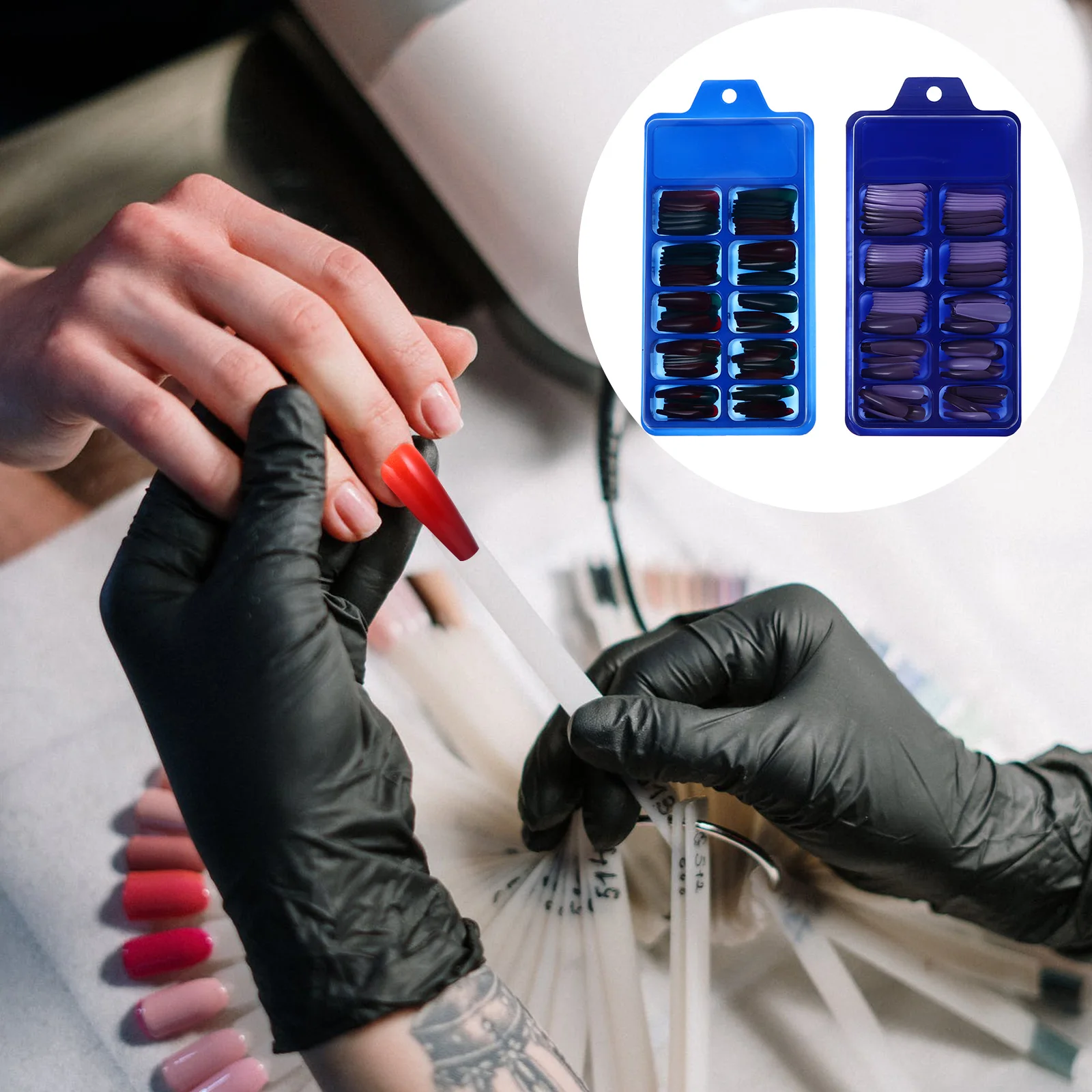 

2 Box Long Fake Nails Art Colorful Artificial DIY Fingernail Decor Manicure Tip False