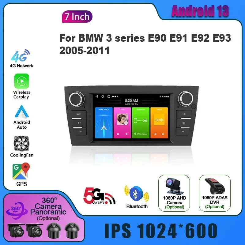 For BMW 3 Series E90 E91 E92 E93 2006-2012 Android Auto Radio Wireless Apple Carplay Multimedia Screen Stereo