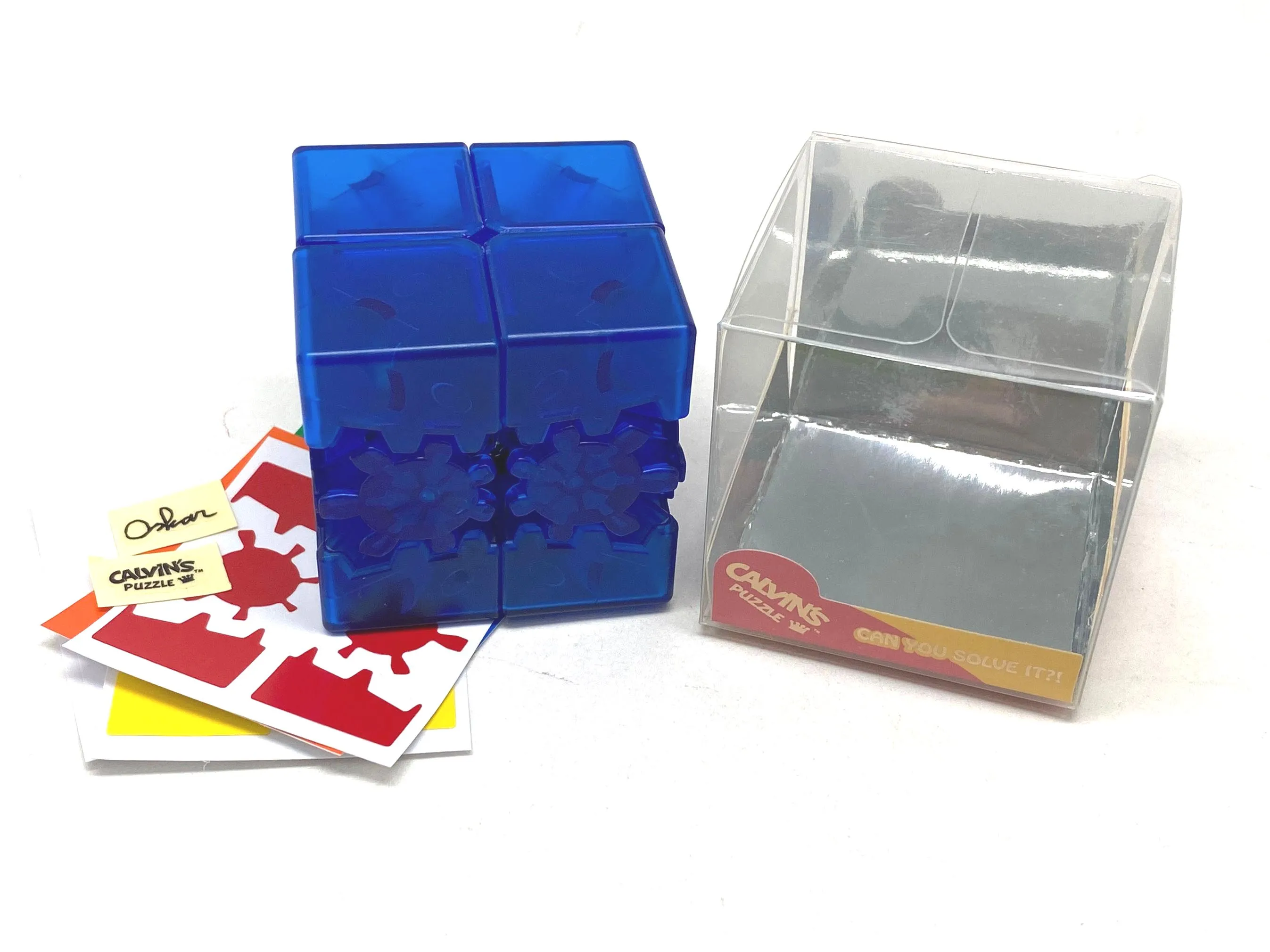 Calvin's Puzzle Gear 2x2x2ลูกบาศก์ลูกบาศก์มหัศจรรย์ Bram & Oskar Gear 2x2ลูกบาศก์สีดำตัว (สติกเกอร์6สี) น้ำแข็งสีเขียวพลัส