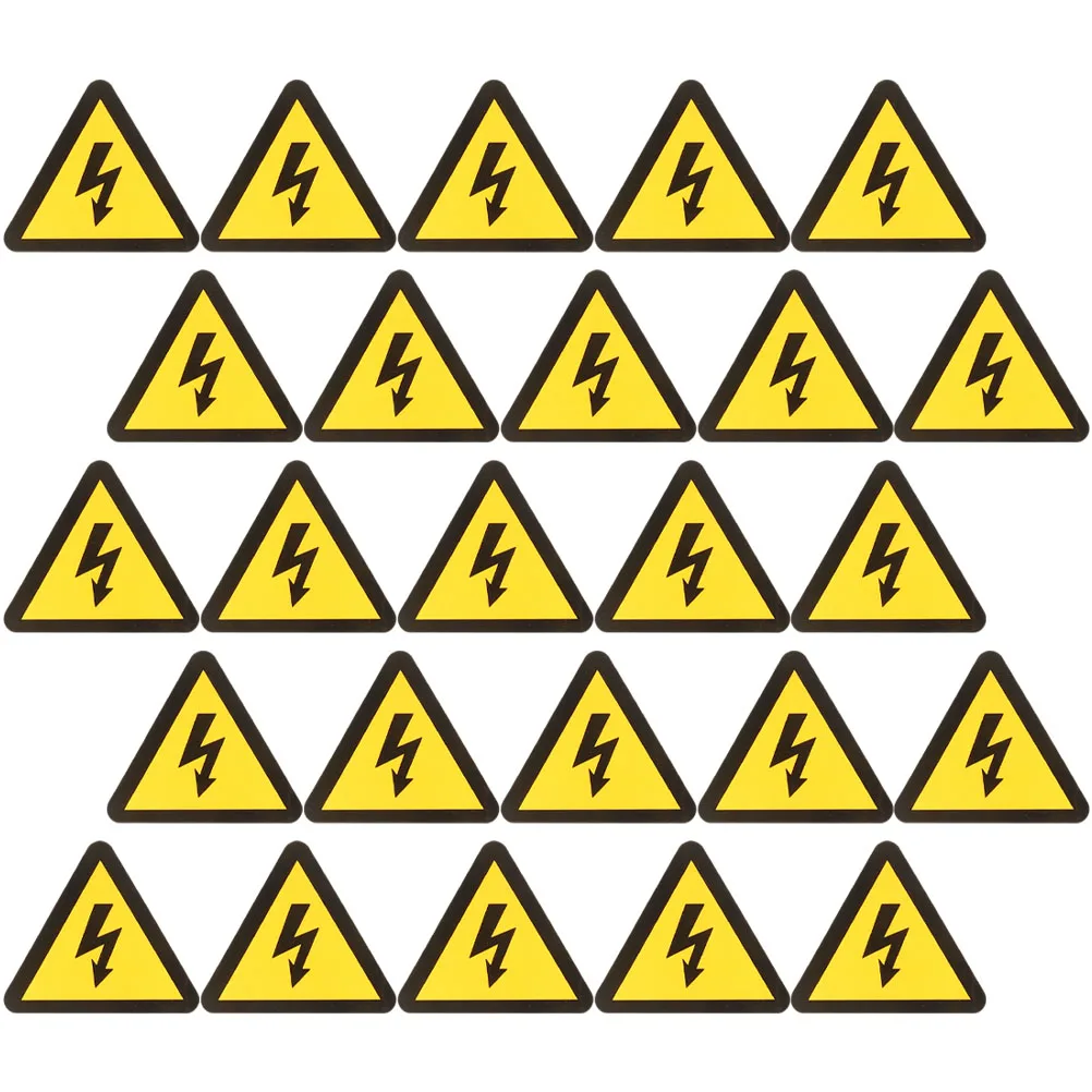 

25pcs High Voltage Warning Stickers Electric Shock Safety Signs Decal Yellow Triangle 100x100mm No Glue Indoor Outdoor Garden
