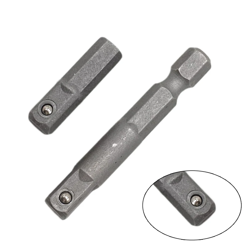 2pcs Impact Socket Adapter 1/4" Hex Shank Drive Extension Rod Wrench Converter For Quick Change Drill Chucks Replacement Tools