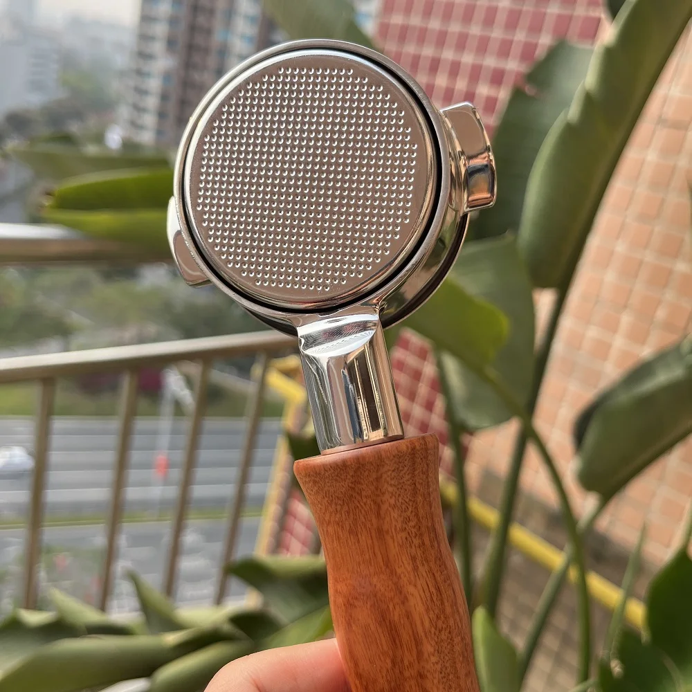 Portafiltro sin Fondo de 58 mm, Acero Inoxidable 304, Diseño de 2 Clavijas, Compatible con Expobar y la Mayoría de las Máquinas de Espresso E61 de 58 mm