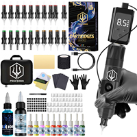 Tattoo Kit POSEIDON V5 Finger Controlled Tattoo Pen Kit For Permanent Makeup Tattoo Machine Kit Black High Power Tattoo Gun Kit