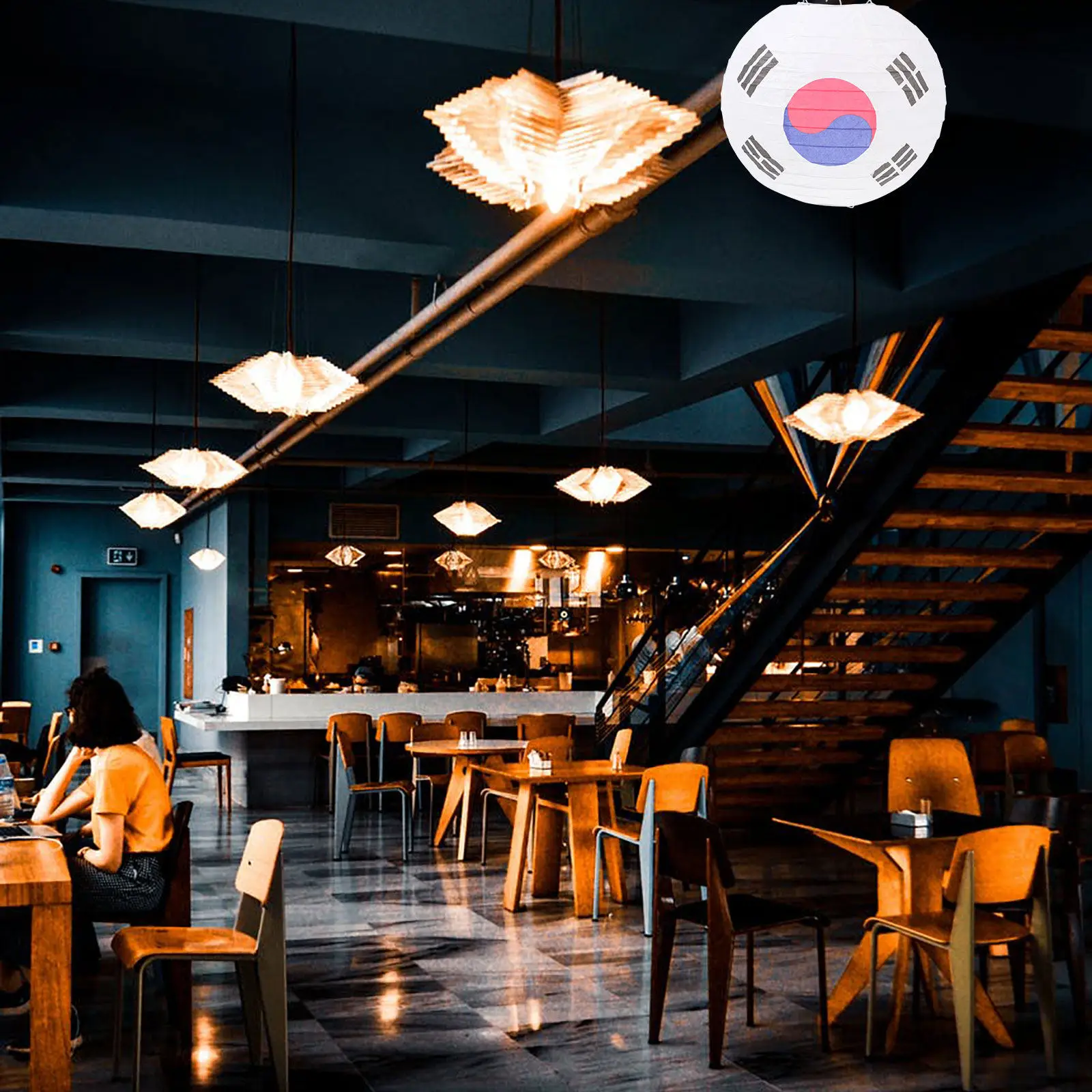 

4Pcs Korea Style Paper Lanterns Foldable Decorative Lanterns Festival Party Hanging Indoor Outdoor Restaurant Decor