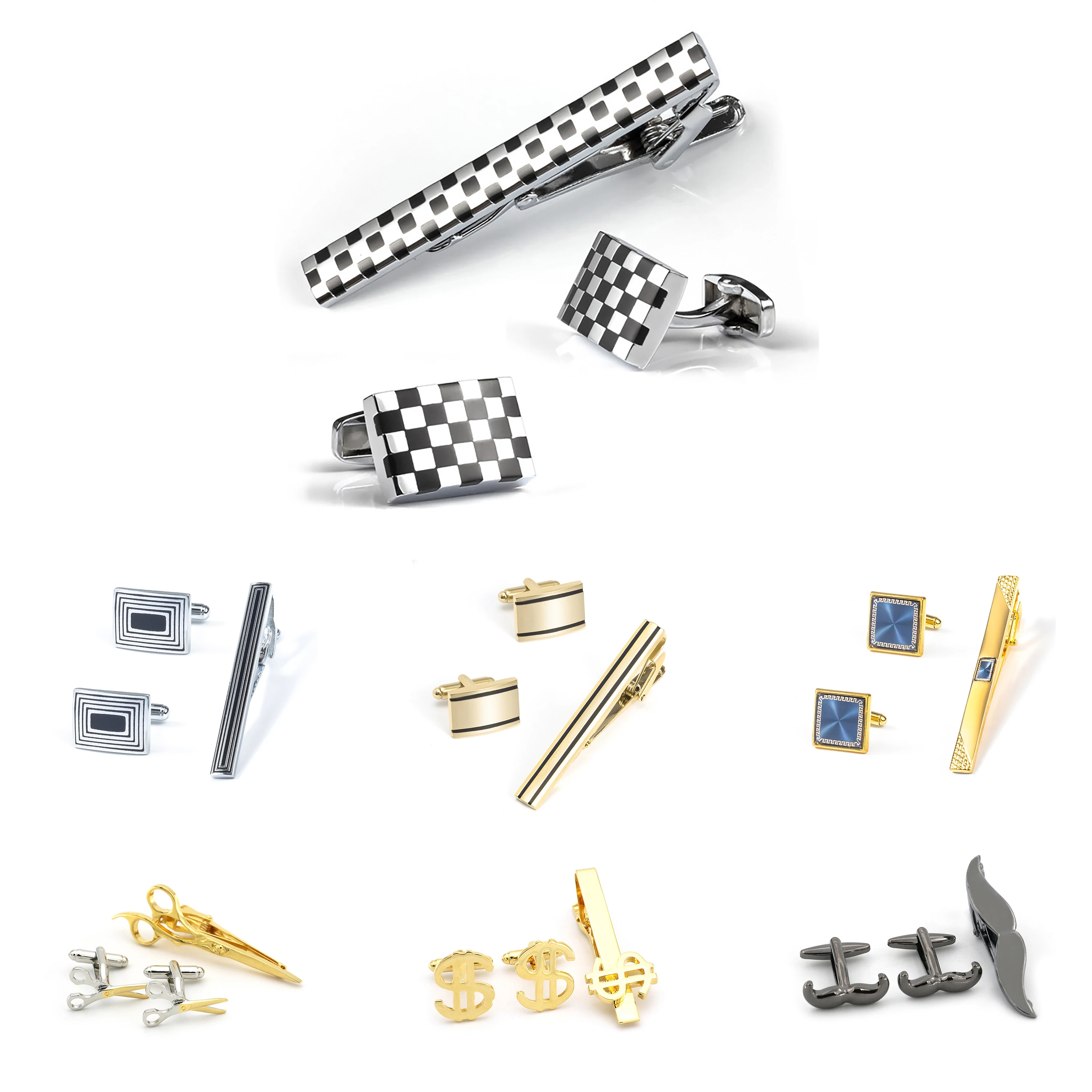 Tie Clip Bar Set Stainless Steel - 고품질 커프 타이 클립 세트, 넥타이