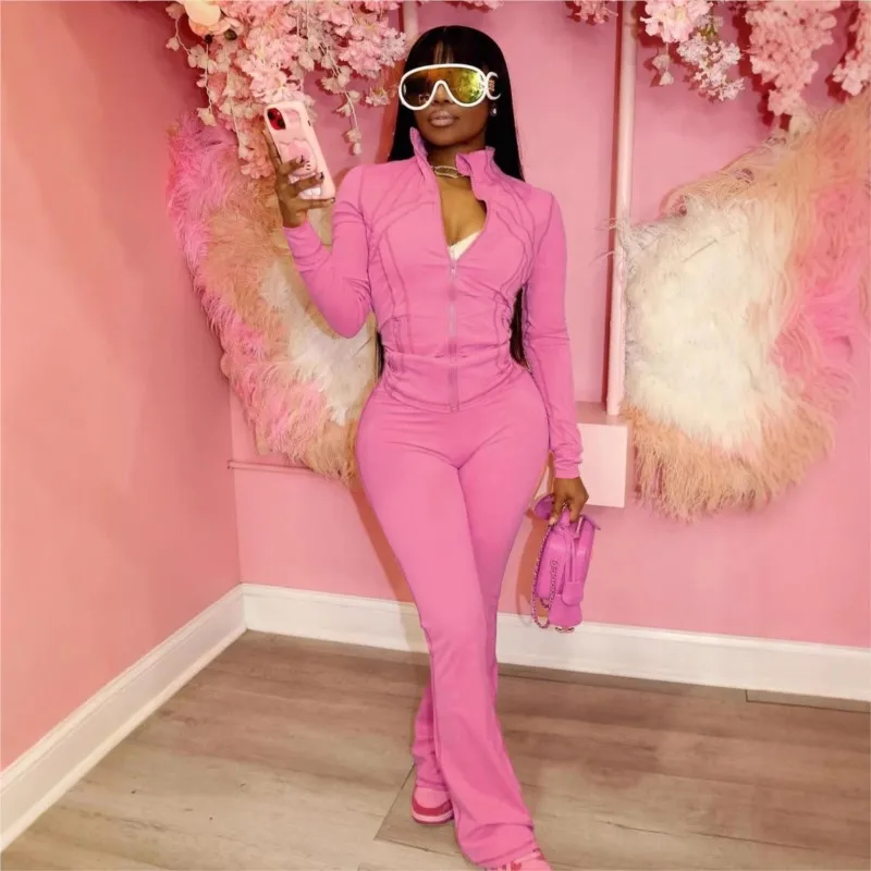 

Минималистичный спортивный комплект, женская одежда, топы с длинными рукавами, брюки-клеш, комплекты из двух предметов, спортивный костюм, уличная одежда, леггинсы для бега, наряды