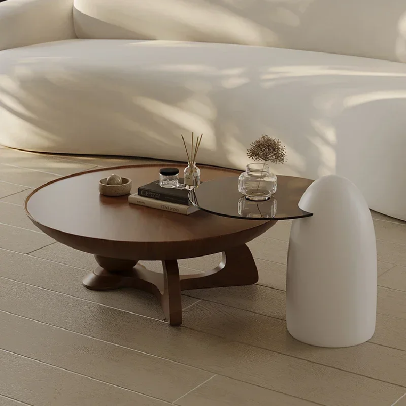 

Design Elegant Coffee Table Living Room Nordic Luxury Wood Modern Floor Center Table Round Tavolino Da Salotto House Furnitures