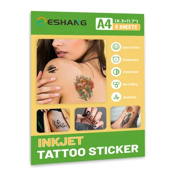 ESHANG do druku tymczasowy papier do tatuażu A4-5 zestawy do drukarki atramentowej DIY transfer obrazu kalkomania papier na skórę, na Halloween, Cel