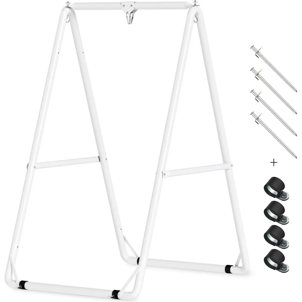 

Портативная подставка для стула-гамака с 3 крючками, для использования в помещении и на улице, максимальная нагрузка 500 фунтов, простая сборка, белый