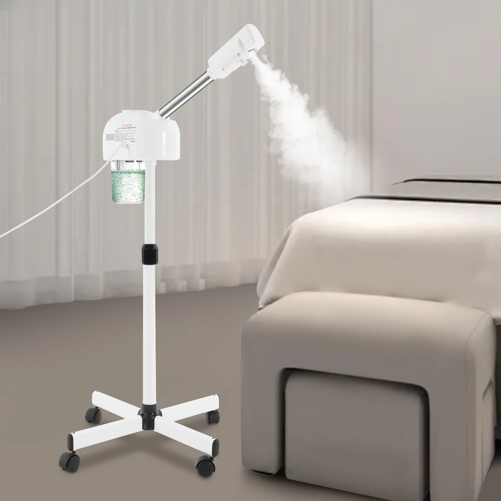 

Отпариватель для лица с вилкой США, 110 В — 360° ° Вращающийся большой резервуар емкостью 0,2 галлона 42 ℃ Оборудование для ухода за кожей с теплым парным озоном и отрицательными ионами