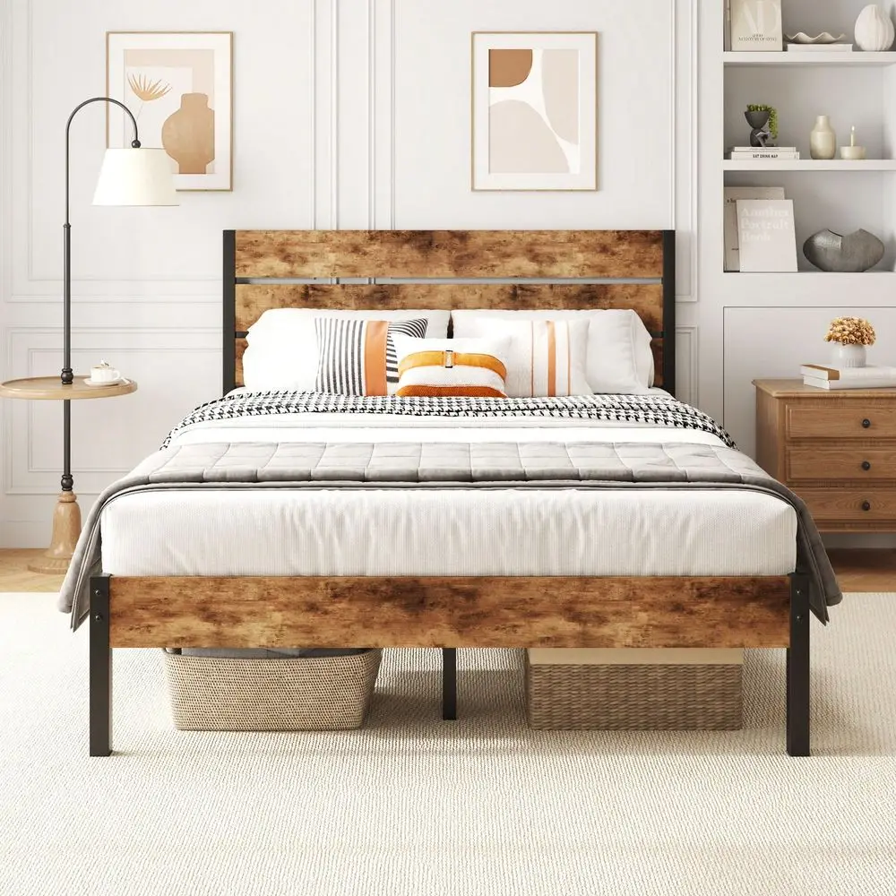 Twin Full Queen Bed Frame With Headboard And Footboard , 12.2in Under Bed Storage, AllMetal Support System, No Box Spring Neede