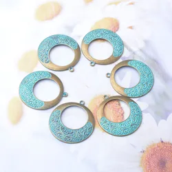 10pcs/lot  Vintage Metal Antique bronze Patina Round Charms DIY Making Earrings Women Bohemian Jewelry