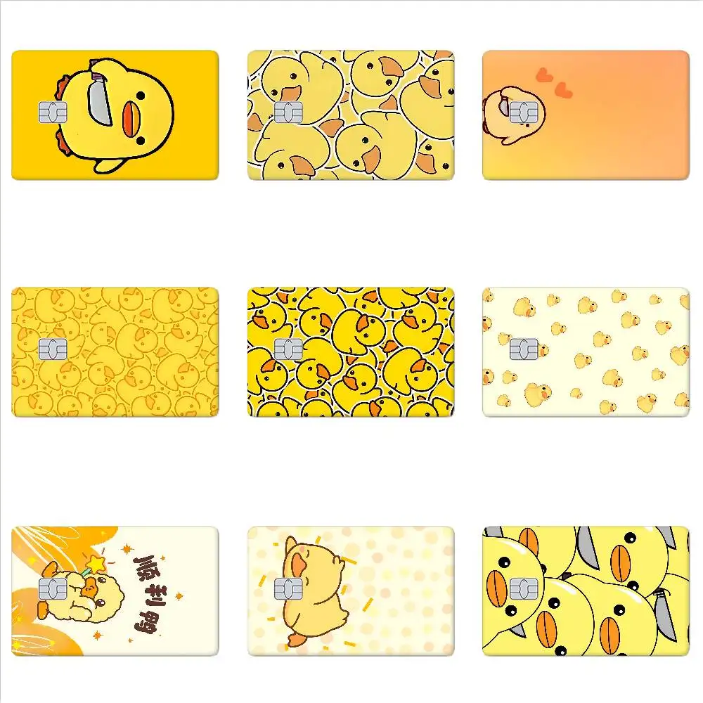 Yellow Duck Card Stickers 4pcs 1Set Credit Debit Card Sticker Party Sticker Decoration Small Chip Card Skin Sticker