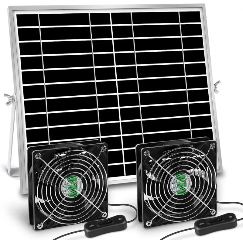 

Powered Fan,Fan for Shed, Chicken Coop, Greenhouse, Outside with Two IPX7 Waterproof 5In Fans 13Ft On/Off Switch Ca