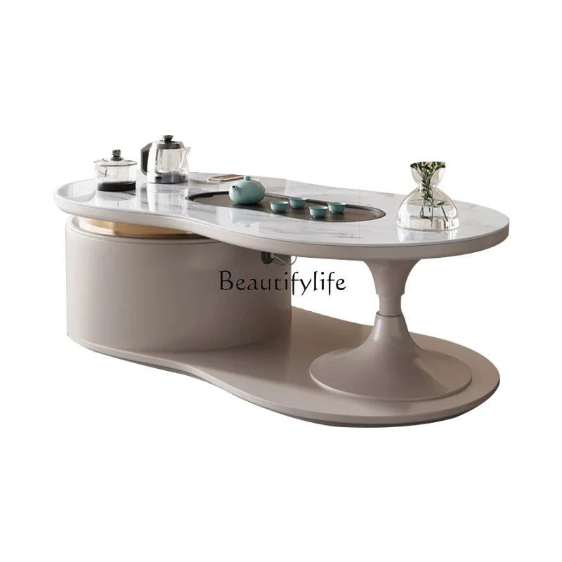 

ls 27Cream wind rock slab cloud Kung Fu tea several sets of tea making multi-functional living room household small apartment li