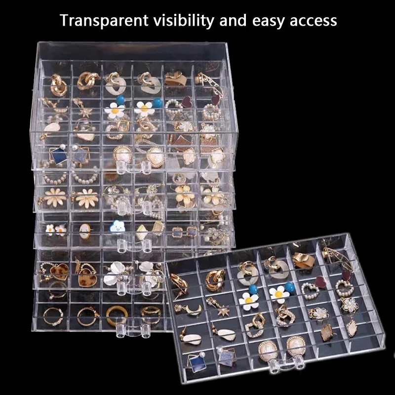 72/120 Lattice Earring Organizer Compartmentalized Large Capacity Multi-Layer Diamond Box Delicate Earring Jewelry Box