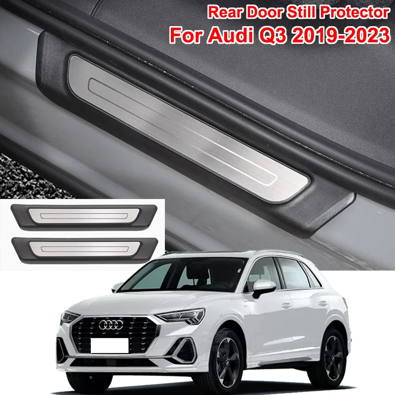 For AUDI Q3 Sportback 2019-2023 Rear Door Sill Protector Strip Car Door Guards Scuff Plate Strip Accessories