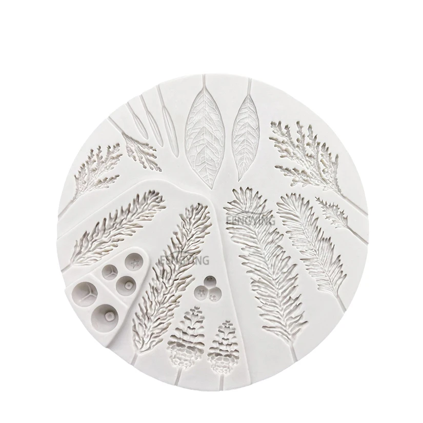 Leaf Christmas Tree Pineal Cone Silicone Cake Baking Mold Sugarcraft Chocolate Cupcake Baking Mould Fondant Decorating Tools