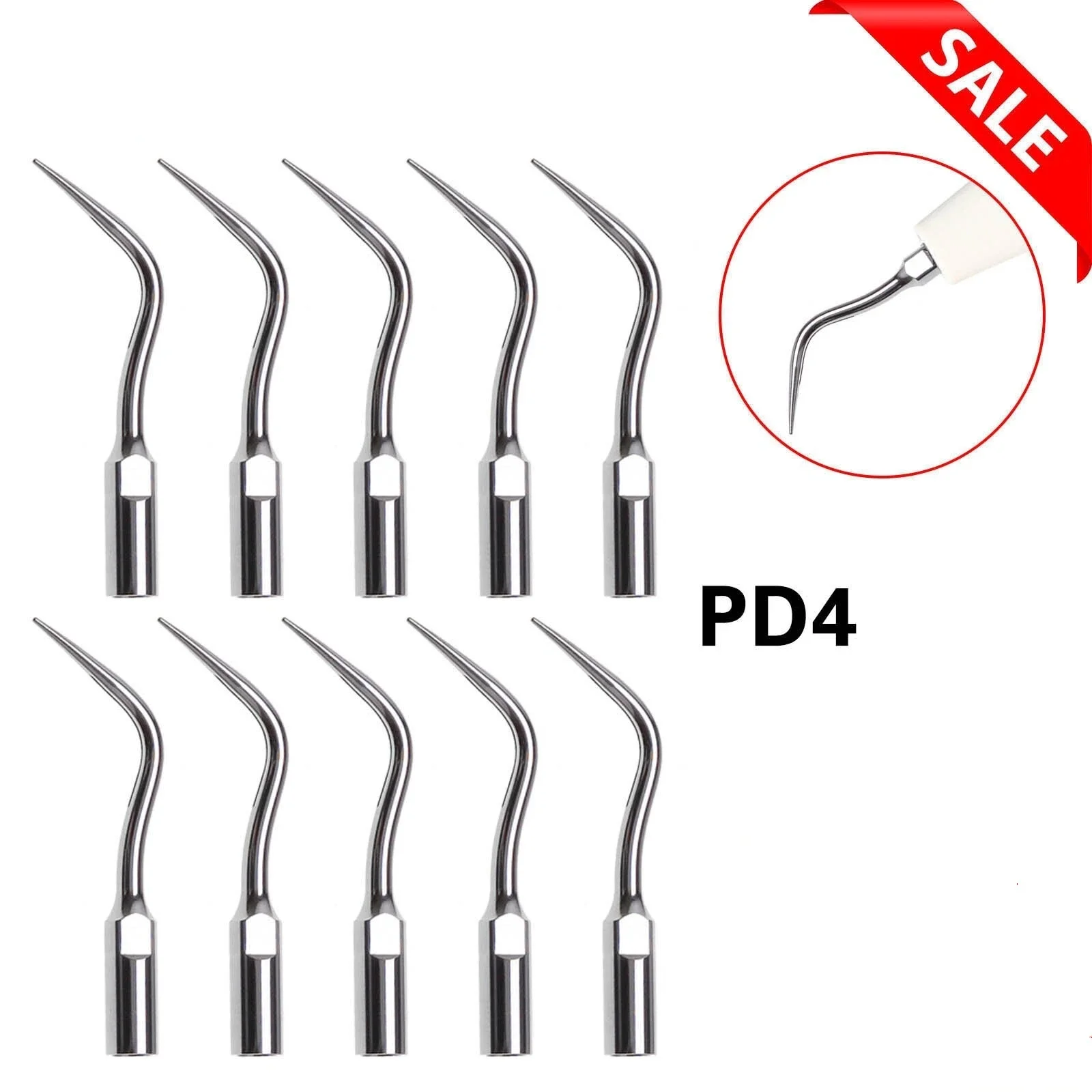 

10PCS Dental Ultrasonic Scaler Scaling Perio Tip PD4 fit DTE SATELEC Handpiece
