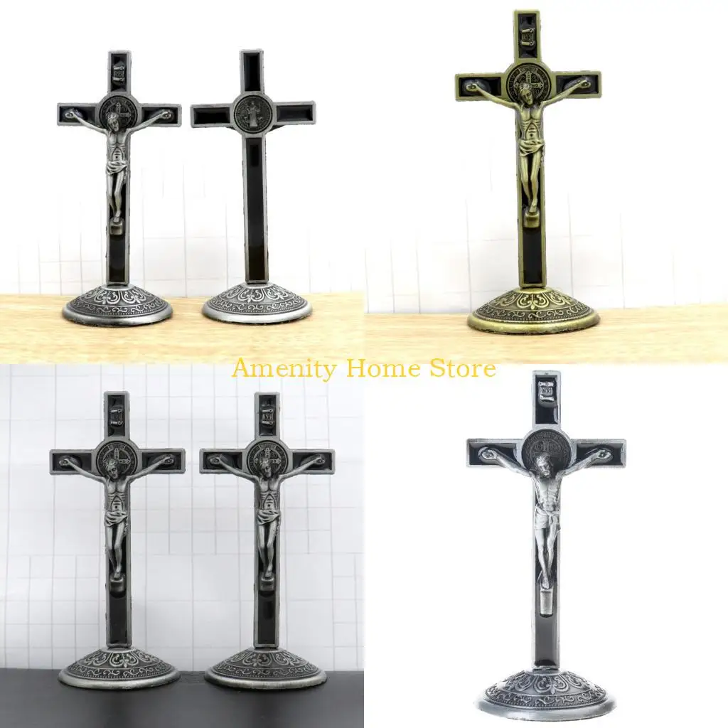 F26C Holy Table for Cross Jesus Christ on the Stand Christian Church Relics Figurines Catholic Antique Home Decoration
