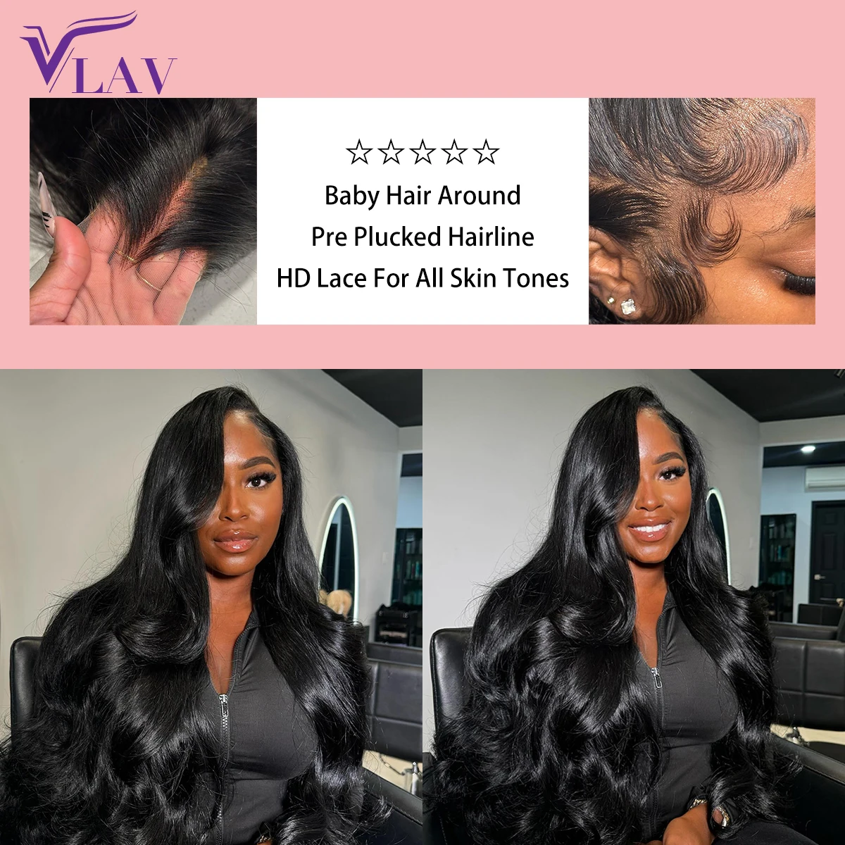 10-36Inch Glueless Wigs Human Hair 360/13×6/13×4 HD Transparent Lace Frontal Wig Preplucked For Women Body Wave Wear And Go VLAV