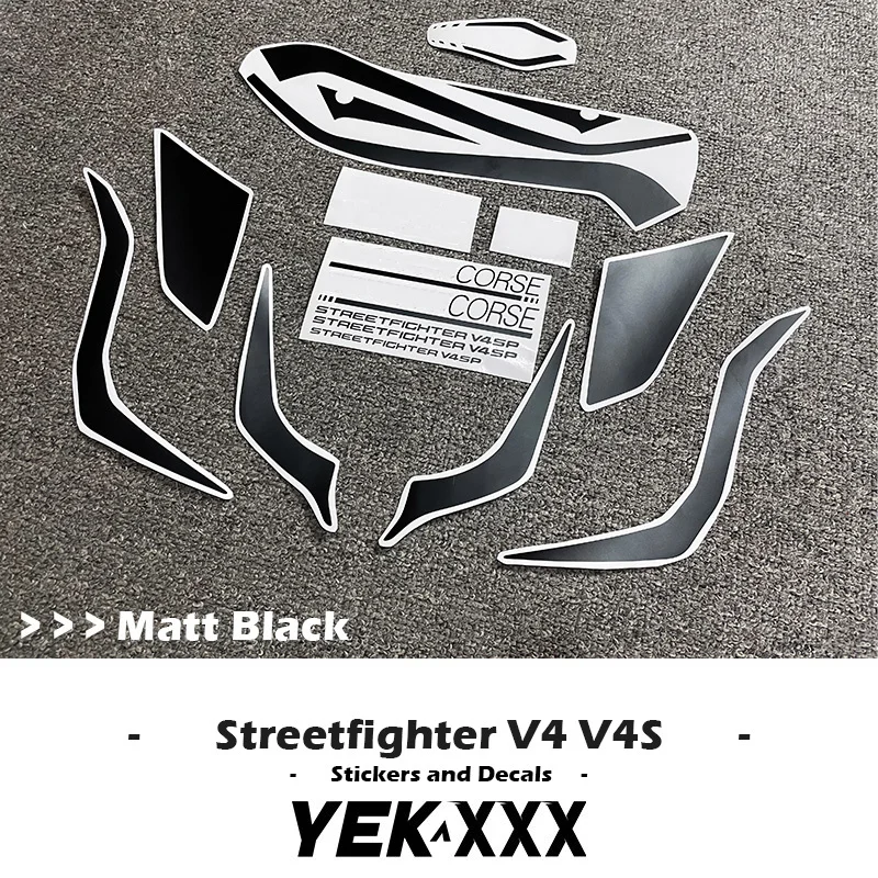 

For Ducati Streetfighter V4/V4S Full Vehicle Fairing Line Sticker Decals All Logos Stickers Kit Design Panigale SP Black