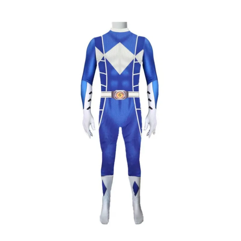 Macacão Cosplay de super-herói masculino, Blue Power Samurai Sentai Shinkager Rangers, Party Zentai, força mística, Carnaval, Halloween