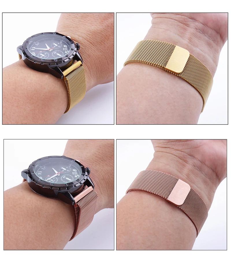 UTHAI Edelstahl-Magnetgeflechtarmband, universell, 16 mm, 18 mm, 20 mm, 22 mm, 24 mm, Uhrenarmband, Schnellverschluss-Uhrenarmbänder – Detail 9