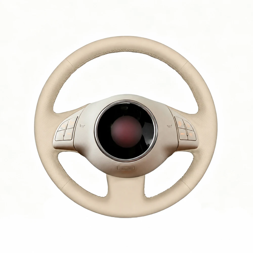 Custom Microfiber Leather Steering Wheel Cover Wrap for Fiat 500 500e 500C 2014-2017 Hand Sewing