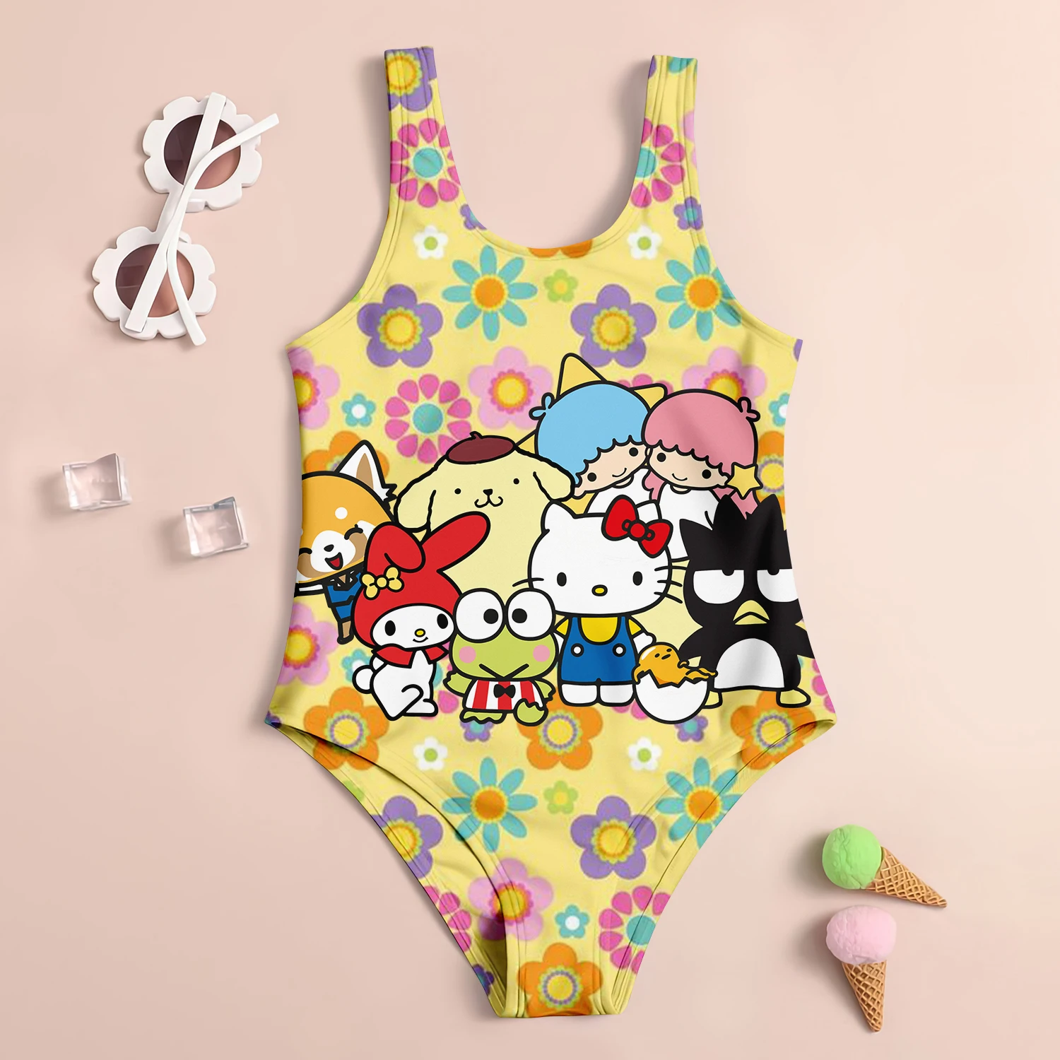 Baby Swimwear 2024 Summer Children\'s Swimsuit Girls Cute Large Size Sanrio Hello Kitty Beach Girls\' Swimsuit Kids Girl Infant