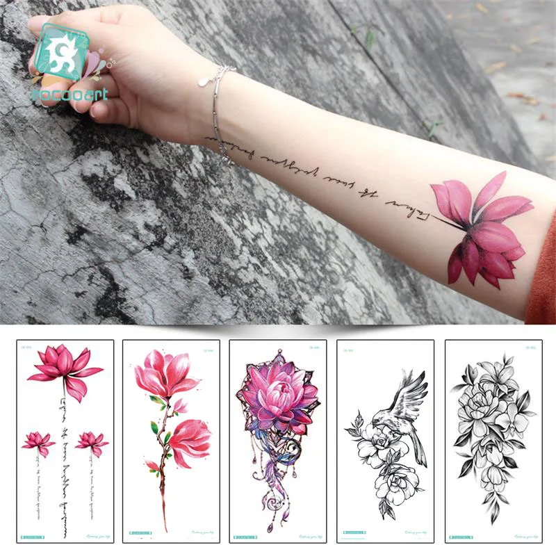 Individuality Simple Ink Flower Design Water Transfer Waterproof Temporary Tattoo Sticker For Women Arm Body Art Fake Tattoos