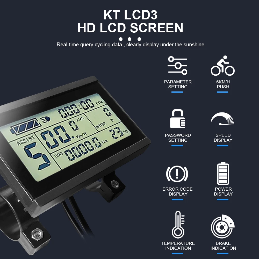 KT Electric Bike Display LCD3 24V 36V 48V 72V Intelligent Colorful Display For KT Controller Accessories