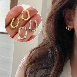 Fashion Gold Color Geometric U-Shape Hoop Earrings For Women Men Punk Hip-Hop Metal Round Circle Earrings Party Jewelry