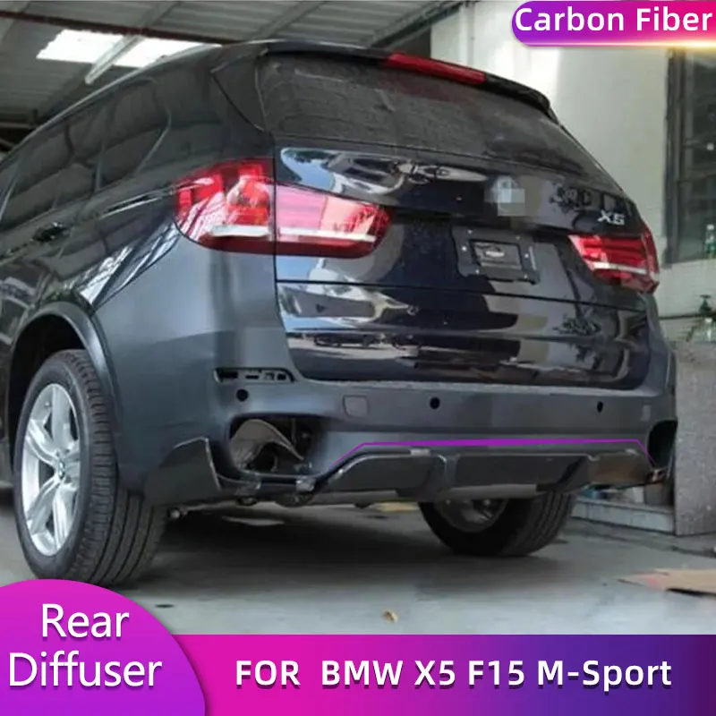 Carbon Fiber Rear Bumper Diffuser Lip Spoiler for BMW X5 F15 M-Sport Utility 4-Door 2014-2018 Car Racing Rear Lip Body Kit