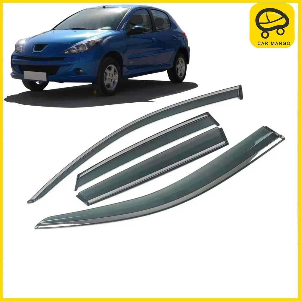 

Chrome Strips Rain Guards for PEUGEOT 207 2006-2019 Window Visor Wind Deflectors Door Visor Vent Shades Ventvisor