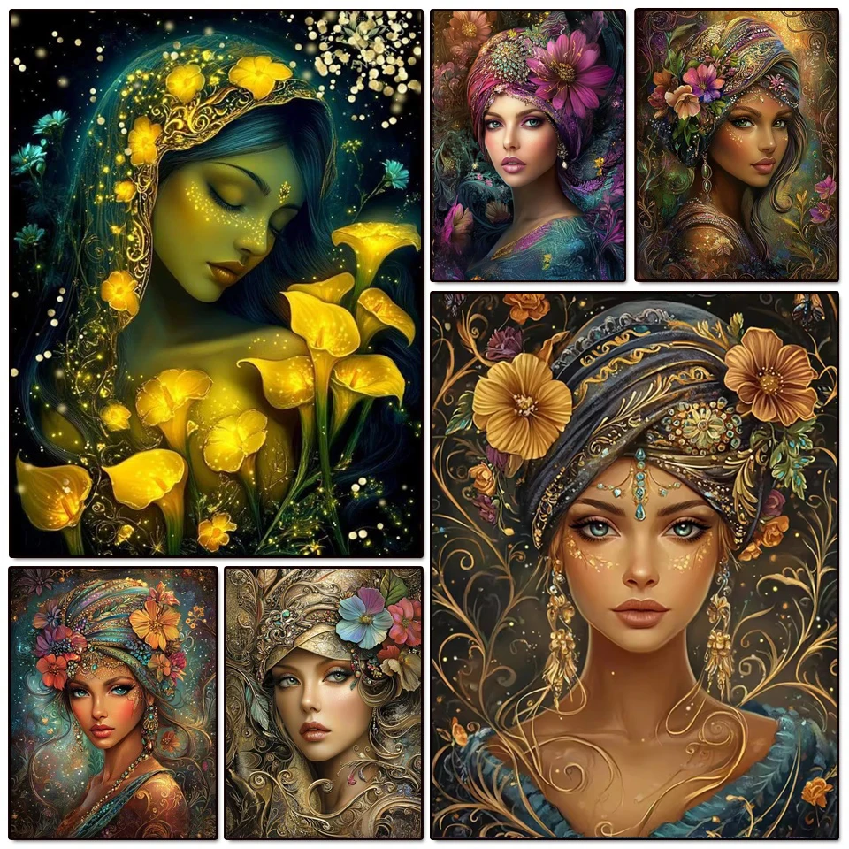 

5D DIY Diamond Painting Flower African Woman Diamond Embroidery Mosaic Jewelry Cross Stitch Home Decor Accessories new Arrival