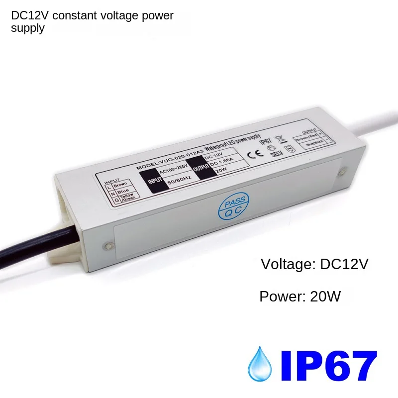 Imagem -04 - Impermeável Transformador de Iluminação Fonte de Alimentação Led Driver Dc12v 12w 20w 36w 60w Ip67 ac 100v265v